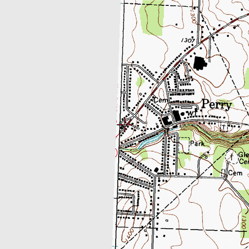 Topographic Map of The Baptist Church of Perry, NY