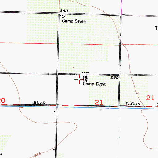 Topographic Map of Camp Eight, CA