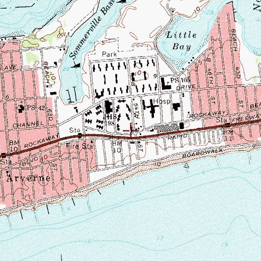Topographic Map of Arverne Playground, NY