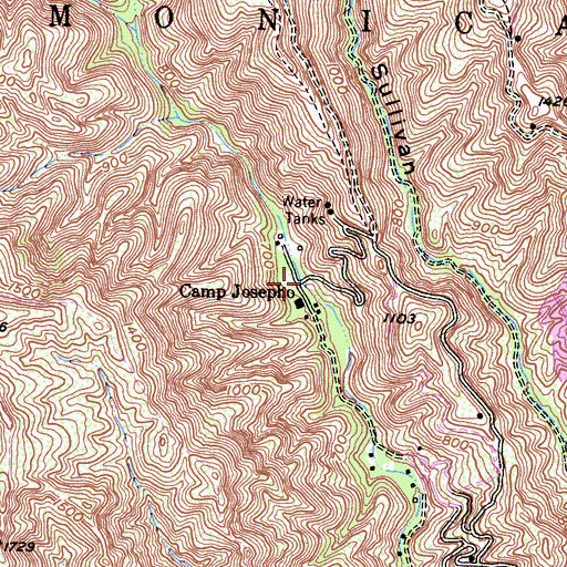 Topographic Map of Camp Josepho, CA