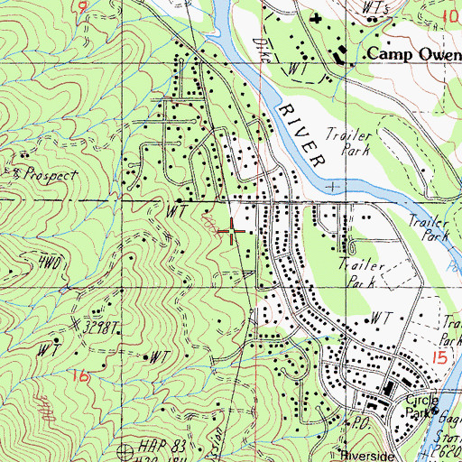 Topographic Map of Camp Kemeric, CA