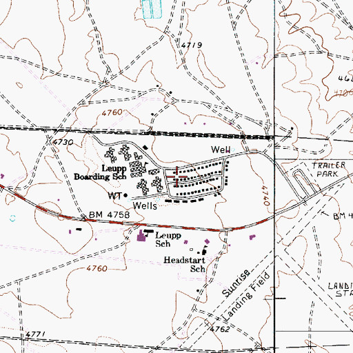 Topographic Map of Leupp, AZ
