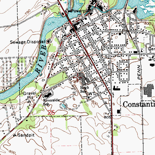 Topographic Map of Constantine Middle School, MI