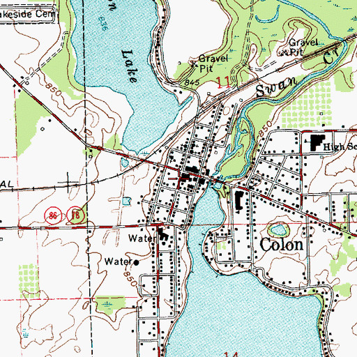 Topographic Map of Colon Post Office, MI