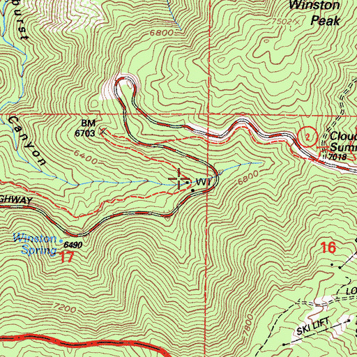 Topographic Map of Camp Pajarito, CA
