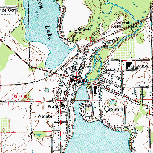 Topographic Map of Colon Police Department, MI