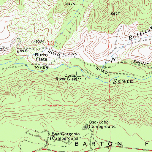 Topographic Map of Camp River Glen, CA