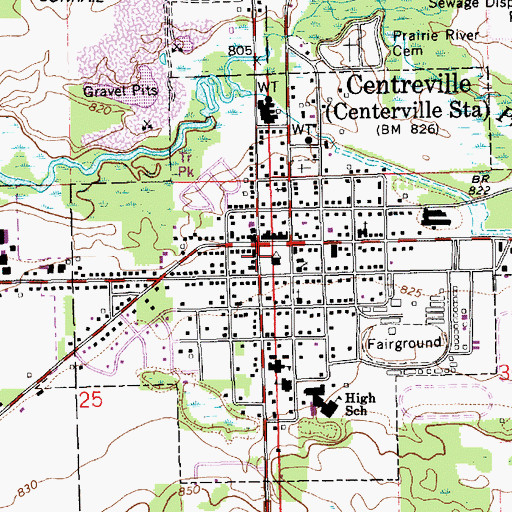 Topographic Map of Nottowa Township Library, MI