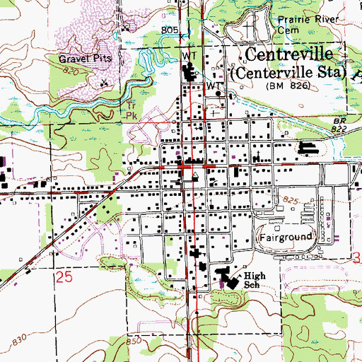 Topographic Map of Centreville Post Office, MI
