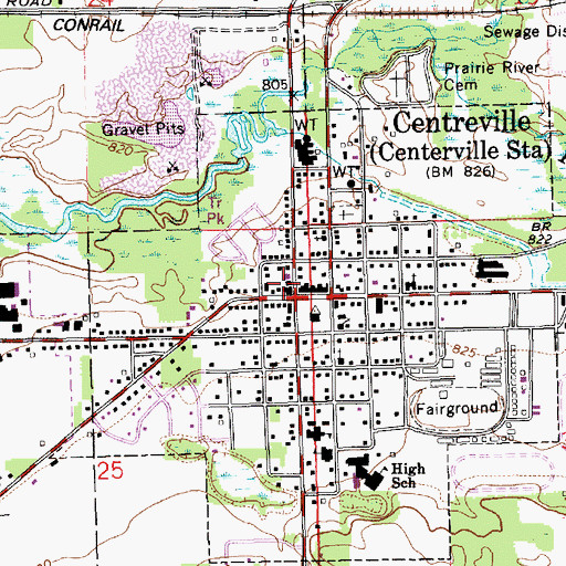 Topographic Map of Centreville Police Department, MI