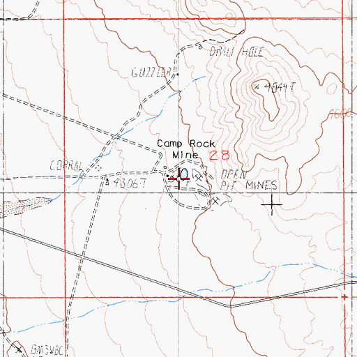 Topographic Map of Camp Rock Mine, CA