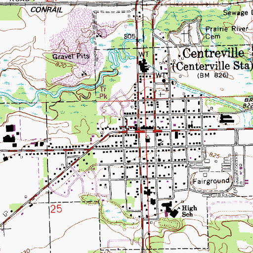 Topographic Map of Nottowa Township Hall, MI