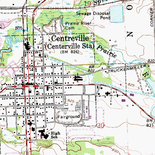 Topographic Map of Fairview Living Center, MI