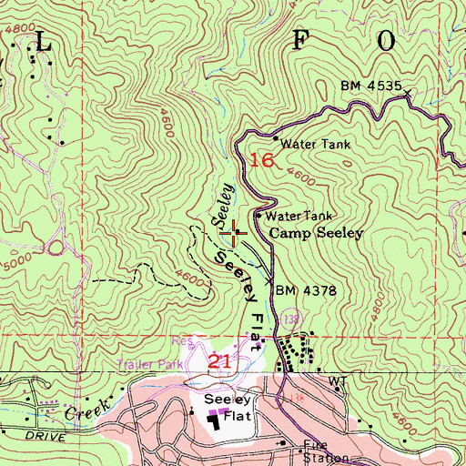 Topographic Map of Camp Seeley, CA