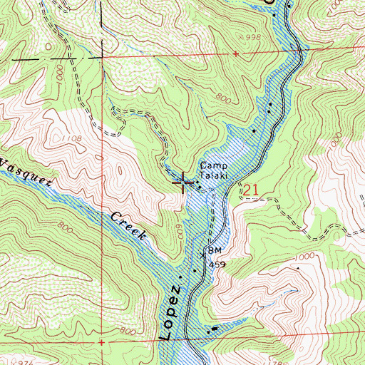 Topographic Map of Camp Talaki, CA
