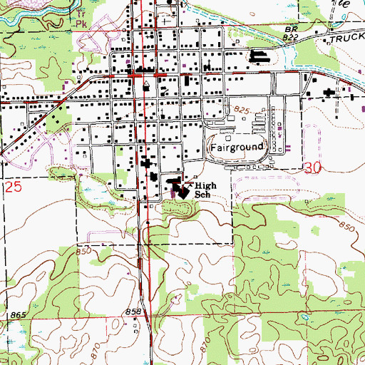 Topographic Map of Centreville High School, MI