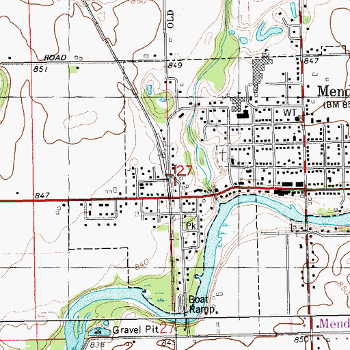 Topographic Map of Mendon Station (historical), MI