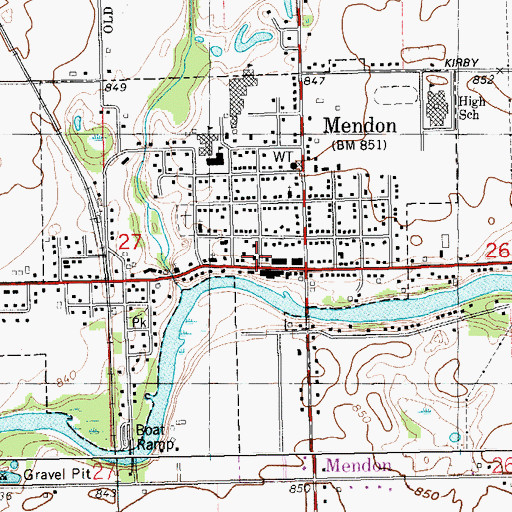 Topographic Map of Mendon Police Department, MI