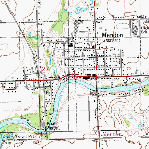 Topographic Map of Mendon Township Library, MI