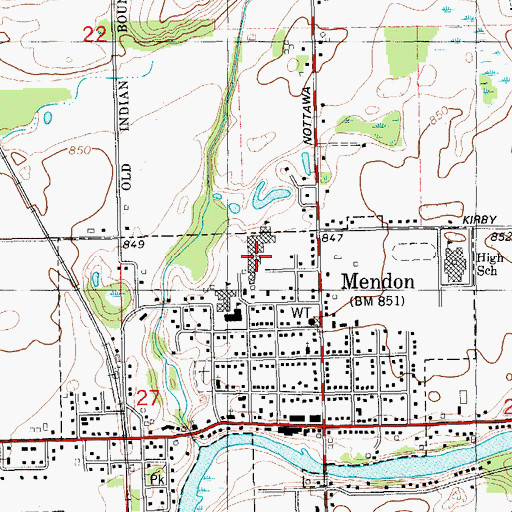 Topographic Map of Mendon Elementary School, MI