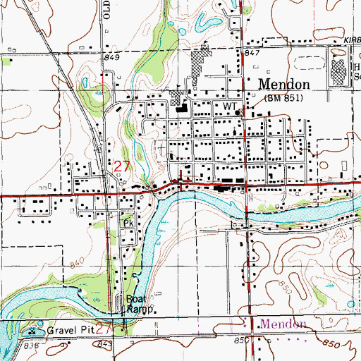 Topographic Map of Mendon United Methodist Church, MI
