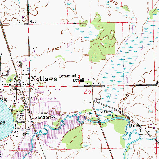 Topographic Map of Nottawa Christian Day School, MI