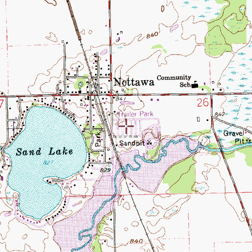 Topographic Map of Michiana Mobile Home Park, MI