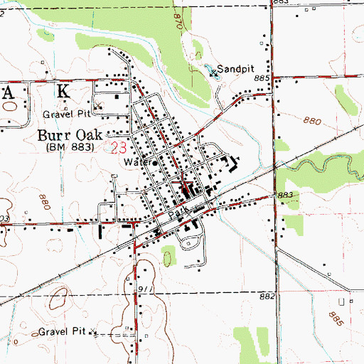 Topographic Map of Burr Oak Police Department, MI