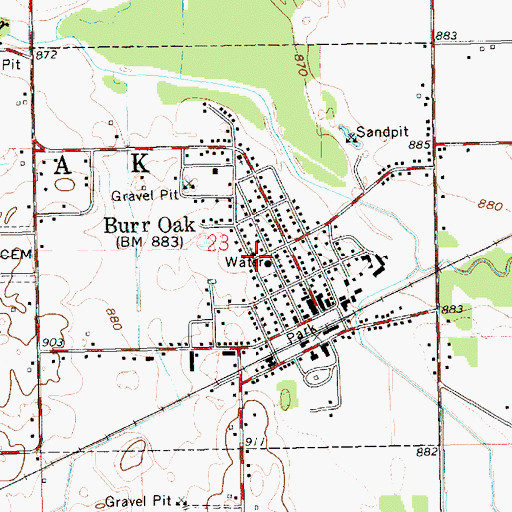 Topographic Map of Saint John's Evangelical Lutheran Church, MI