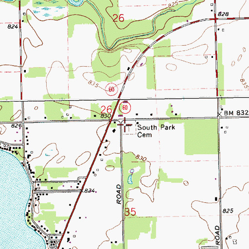 Topographic Map of South Park Cemetery, MI