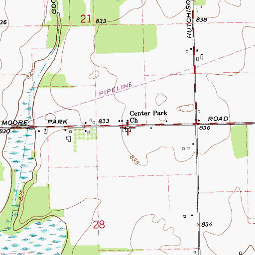 Topographic Map of Center Park Cemetery, MI