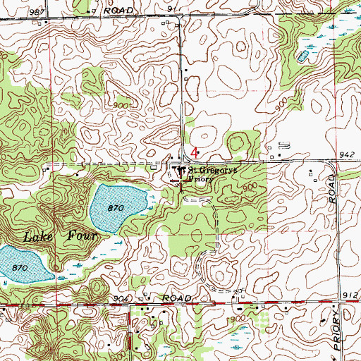 Topographic Map of Saint Gregory's Episcopal Abbey Cemetery, MI