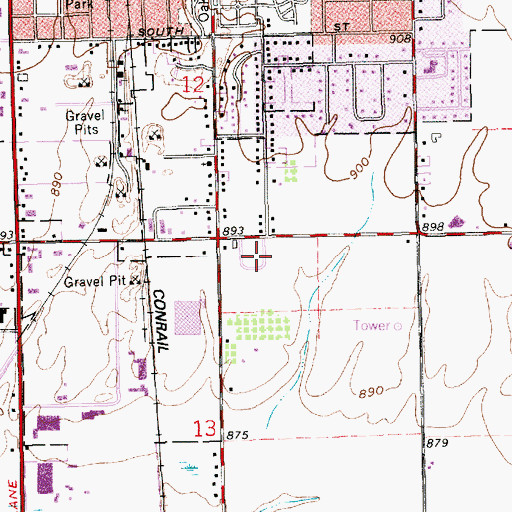Topographic Map of Sturgis Memorial Gardens Cemetery, MI