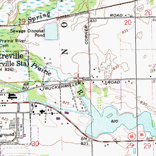 Topographic Map of Centreville Village Cemetery, MI