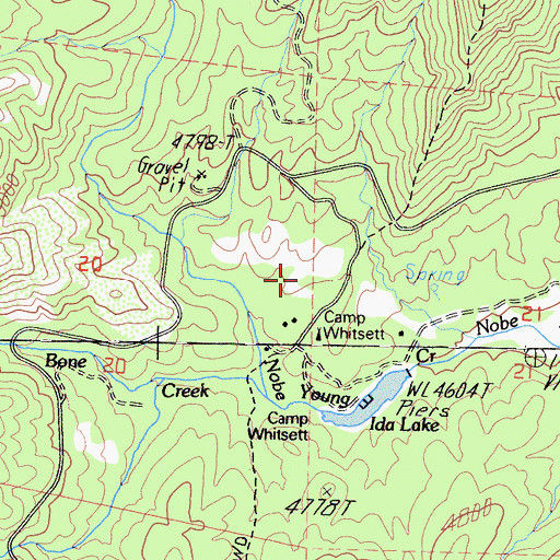 Topographic Map of Camp Whitsett, CA