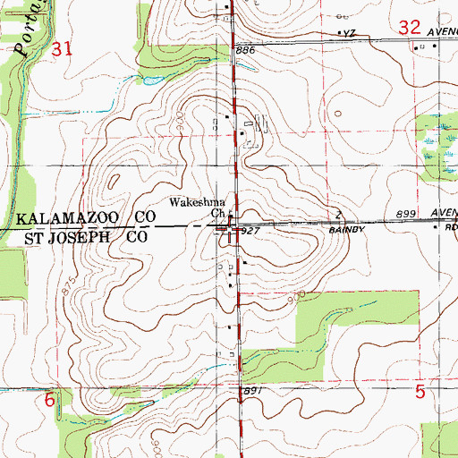 Topographic Map of Beard Cemetery, MI