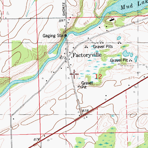 Topographic Map of Factoryville Cemetery, MI