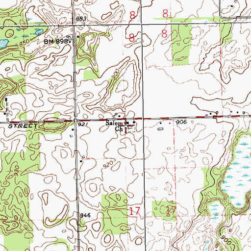 Topographic Map of Salem Cemetery, MI
