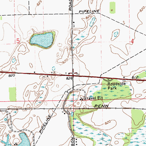 Topographic Map of Newville Cemetery (historical), MI