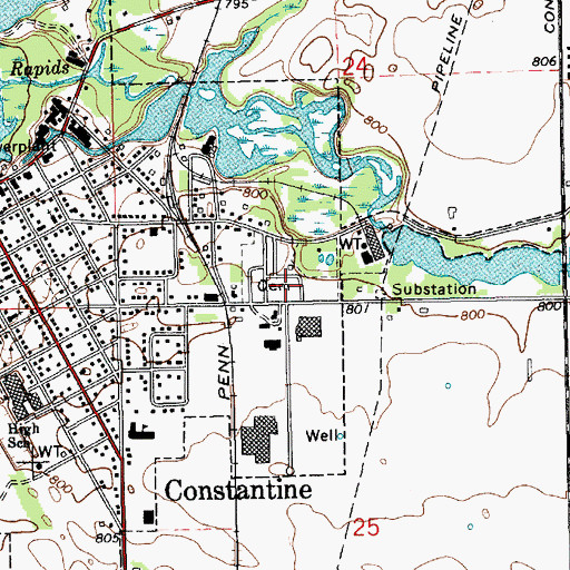Topographic Map of Pioneer Memorial Cemetery, MI