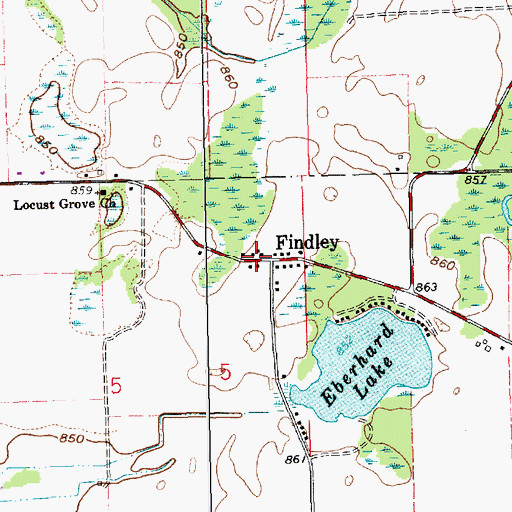 Topographic Map of Findley Cemetery, MI