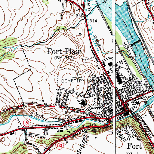 Topographic Map of Fort Plain Cemetery, NY
