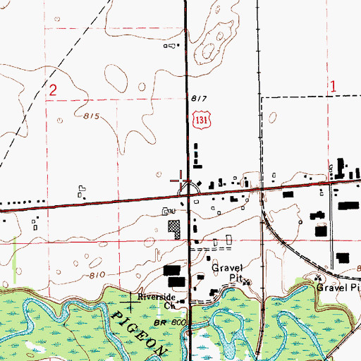Topographic Map of Chief Wahbememe Burial Site Historical Marker, MI