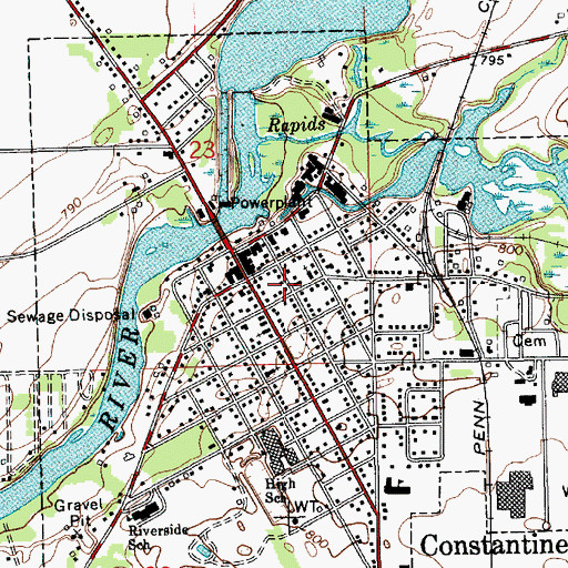 Topographic Map of Constantine United Methodist Church Historical Marker, MI