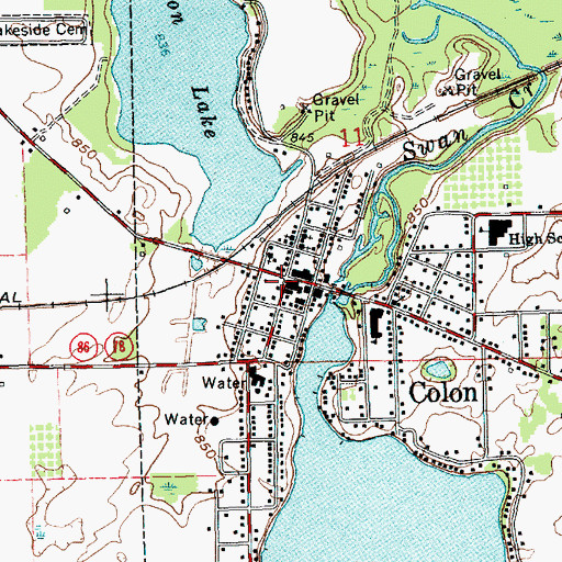 Topographic Map of Colon Historical Marker, MI