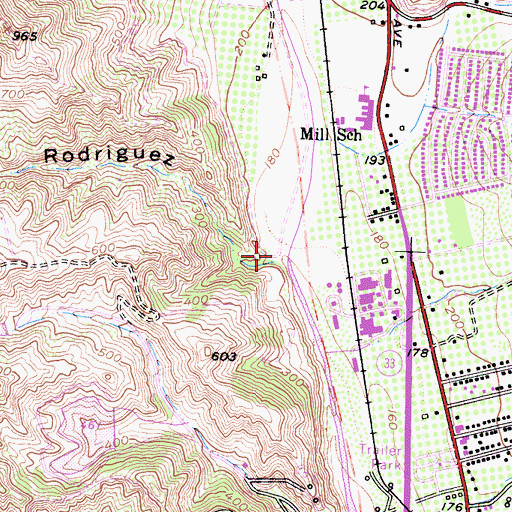 Topographic Map of Caada De Rodrigues, CA