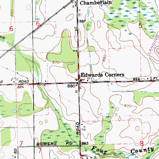 Topographic Map of Edwards Corners Bible Church, MI