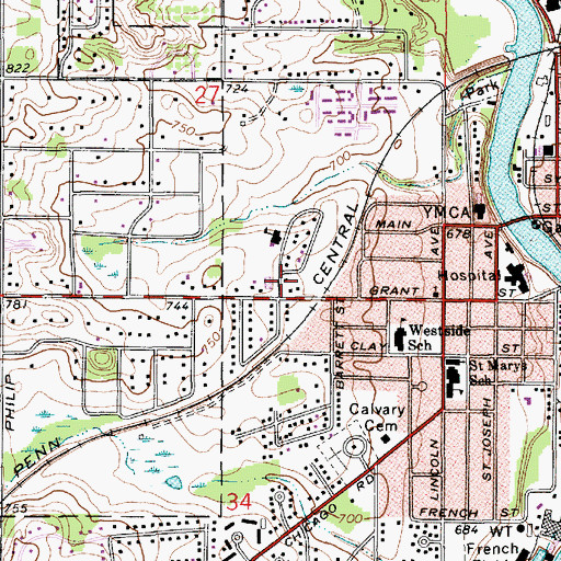 Topographic Map of Westside Seventh Day Adventist Church, MI