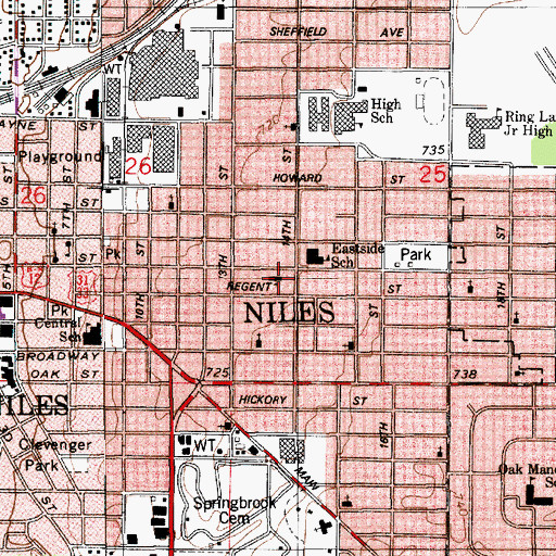 Topographic Map of Saint Paul's Lutheran Church, MI