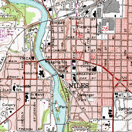 Topographic Map of Wesley United Methodist Church, MI